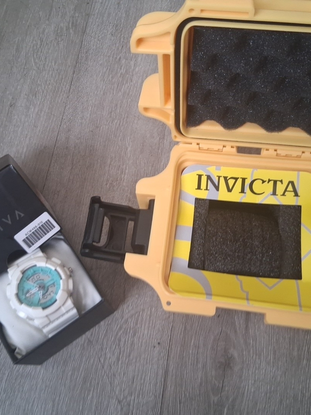 Activa x Invicta Pixel 50mm Watch ACW498-010 White/Turquoise Dial + Heavy Yellow